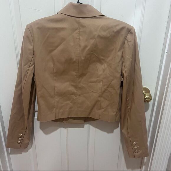 NWT GENERATION LOVE KARL GABARDINE BLAZER TAN size large women cropped - Picture 9 of 14